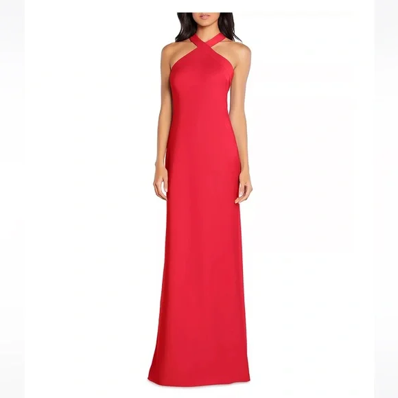 Aidan By Aidan Mattox Women's Halter Slip Gown - Red - Size 6